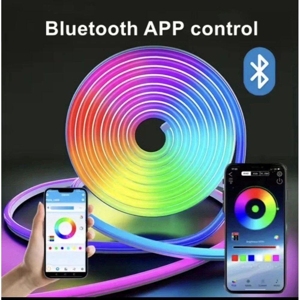 USB Waterproof Flexible RGB Neon Strip Lights Bluetooth Remote App NEW 1m/3.3ft